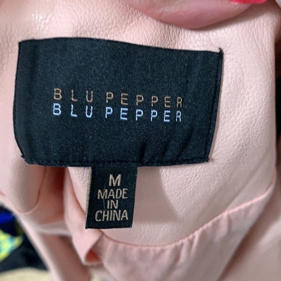 Blu Pepper Pink Vegan Leather Biker Jacket - Sz M - Picture 9 of 9